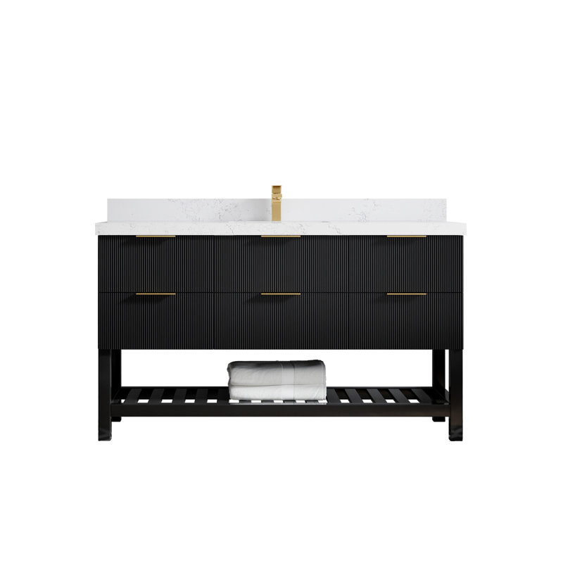 60'' Single Bathroom Vanity with Quartz Top, Empira Quartz