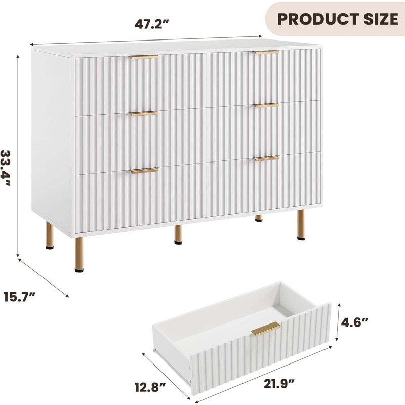 Commode 6 tiroirs Modern, Blanc