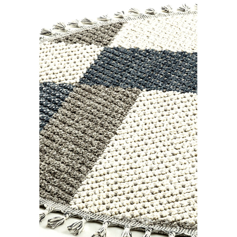 Round Rammy Geometric Machine Made Indoor / Outdoor Area Rug, Round 2'7"