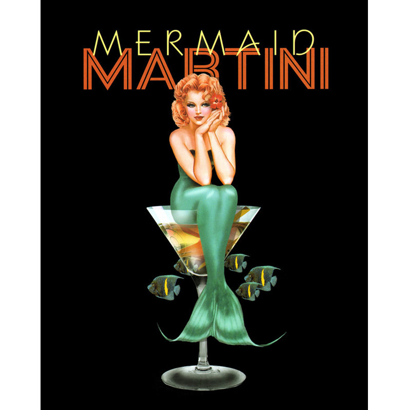 Martini sirène, H 18 po x l 14 po