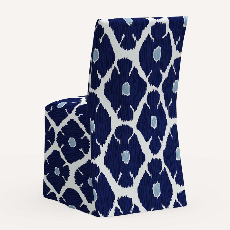 Sadia Slipcover Chair, Jr Poppy Indigo Geometric Linen