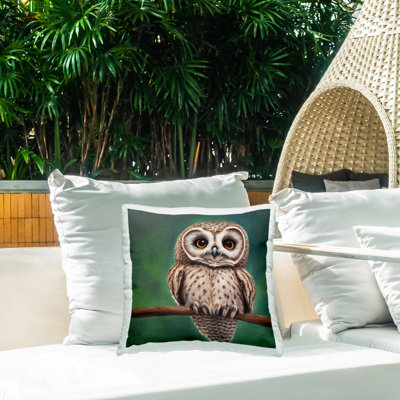 Coussin d'extérieur imprimé hibou hibou perché par Alpenglow