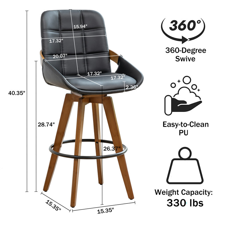 Bar Stools, Counter Stool (26.37" Seat Height), Black