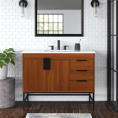 Eugene 42'' Single Bathroom Vanity with Engineered Marble Top