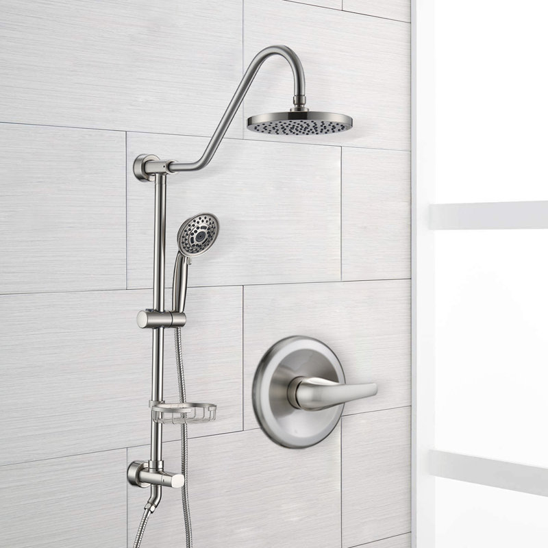With hand shower system (including rough-in valve), Brushed Nickel