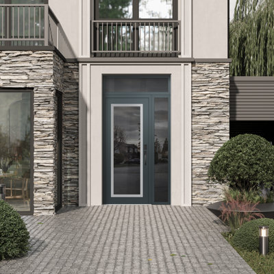 Clé gauche 50 po X 96 po Panneau de porte en verre argenté anthracite et anthracite