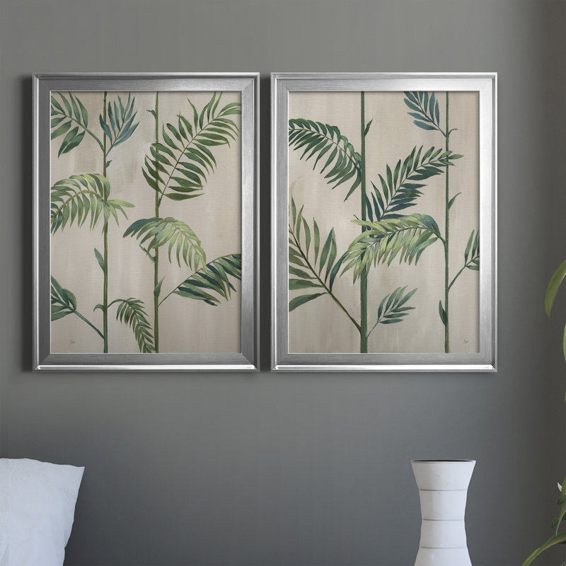 Modern Fronds I - 2 pièces, Argent, H 22,5 po x l 61 po x P 1,5 po
