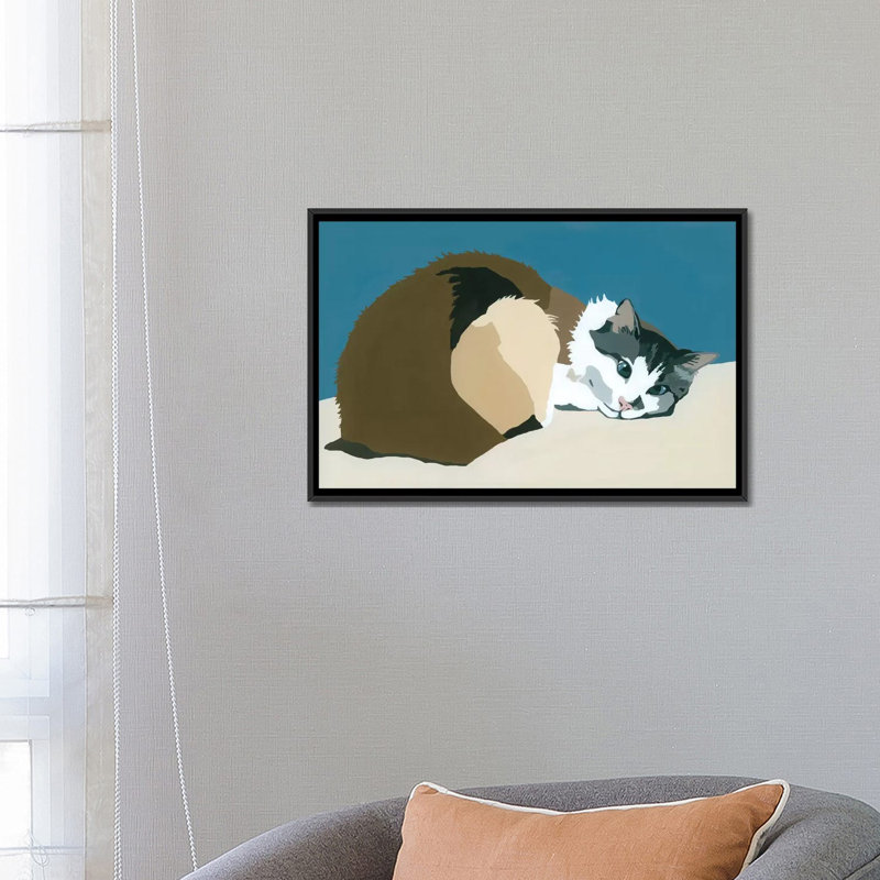 « colbert on bleu », impression sur toile tendue, H 18 po x l 26 po x P 1,5 po, Toile avec cadre noir, Pas de tapis