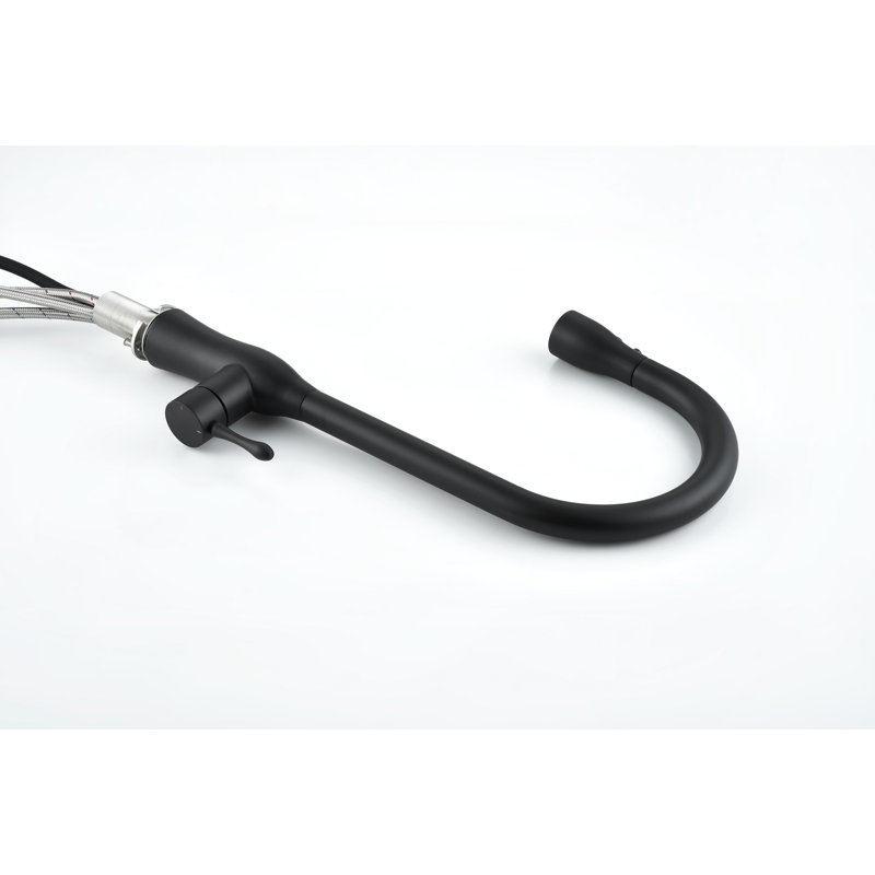 Robinet de cuisine rétractable à poignée simple, Noir
