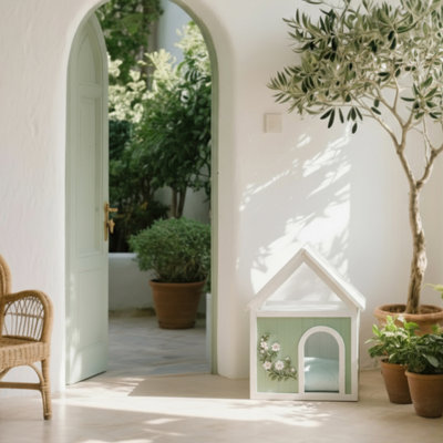 Maison de chat en cèdre durable avec toit en acrylique transparent pour petits animaux de compagnie certifiée FSC, peu encombrante et élégante