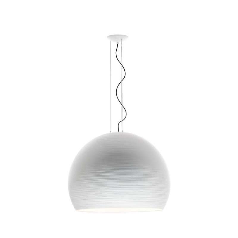 Tyrone Bowl LED Pendant, 150 cm H x 35cm diameter, White lacquer