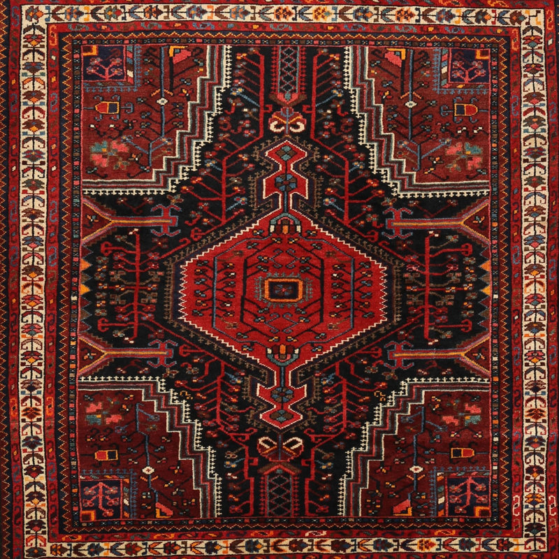 Tapis traditionnel mehroon/noir/crème Fitzsimons, Rectangle 5 pi x 7 pi