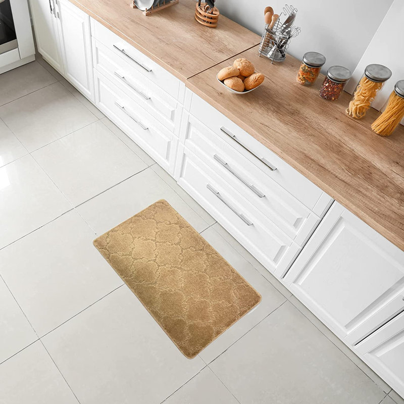 Tapis de cuisine, Rectangle 1 pi 5 po x 2 pi 8 po, Beige clair
