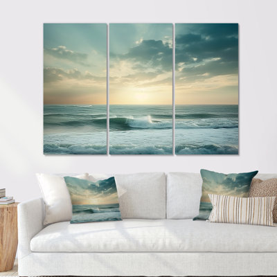 Vue de paysage côtier vagues - ensemble de salon d'art mural vagues côtières