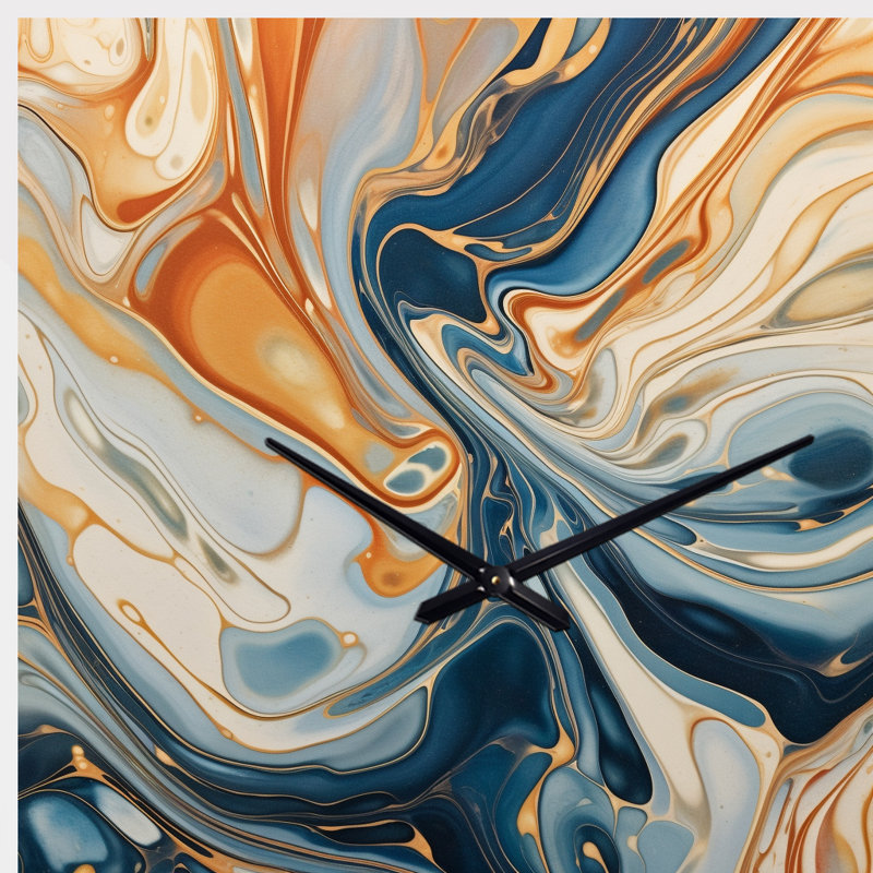 Bleu sarcelle, turquoise, symphonie turquoise - horloge murale asymétrique abstraite, horloge murale, Grand