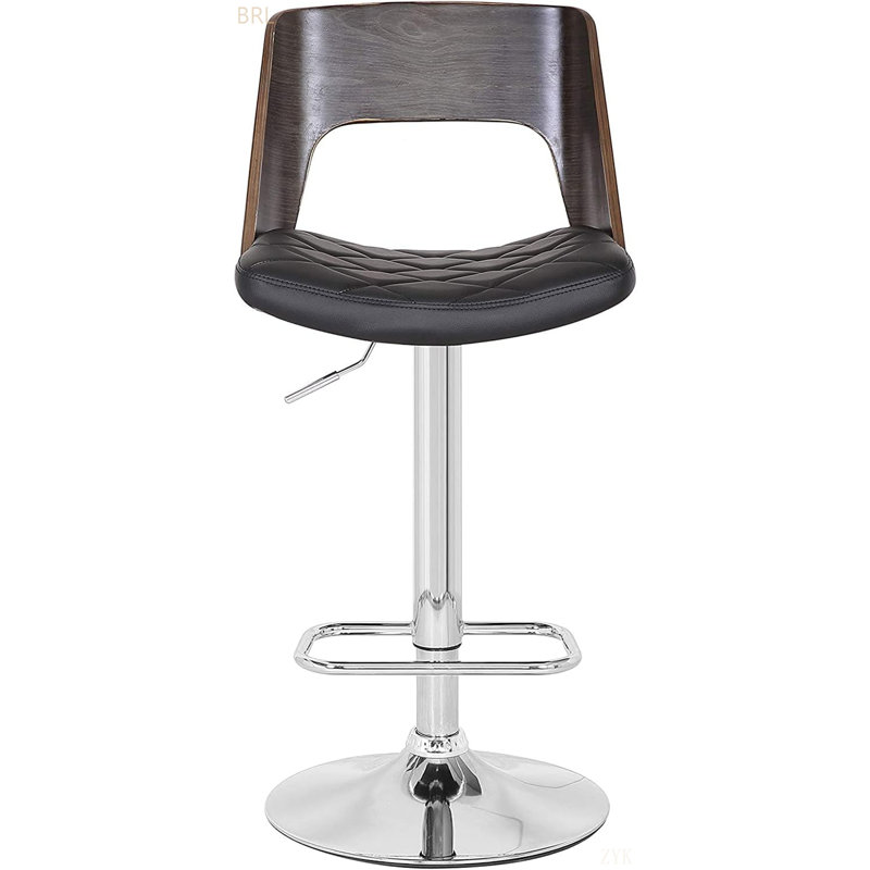 Tabouret de bar pivotant à dossier en bois cintré Bentwood, Gris