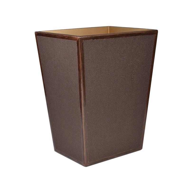 Shagreen Putty Wastebasket + Liner, BRONZE/ GOLD