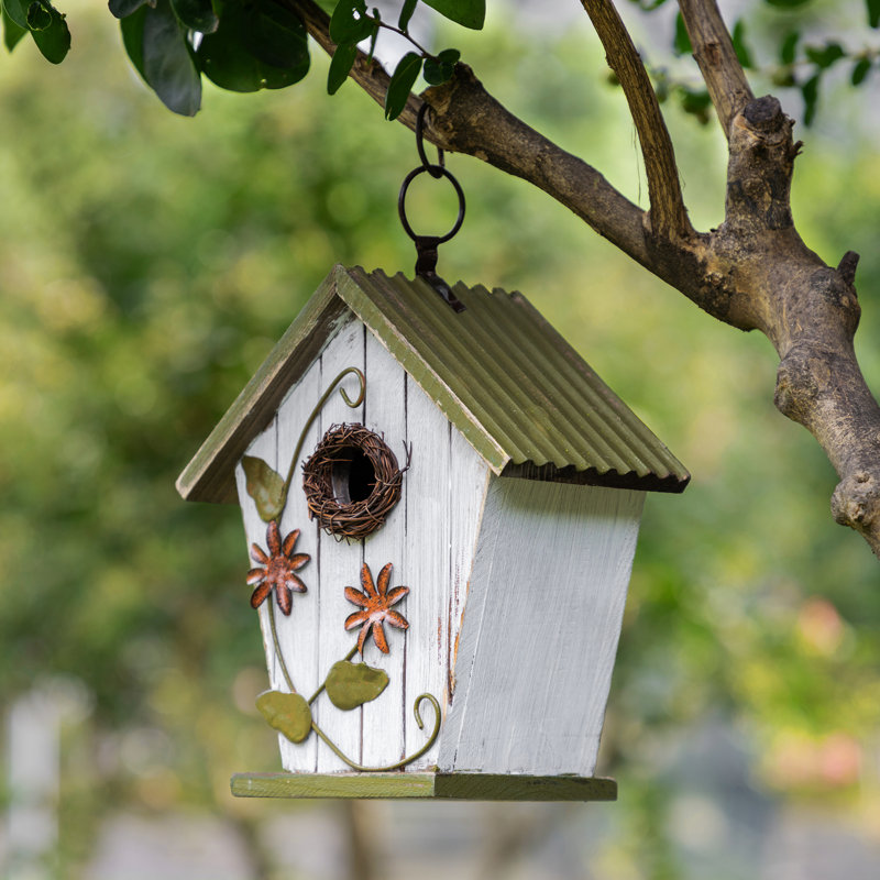 Décoration d'oiseaux en bois massif vieilli 8,75 "avec décoration 3D