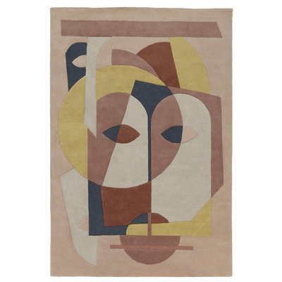 Aduma Wool Abstract Area Rug in Terracotta