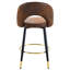 De 2 chaises de bar rotatives à 360 ° en tissu brun avec support en métal noir. Confortable et pour une salle à manger avec une conception réfléchie et une utilisation à long terme