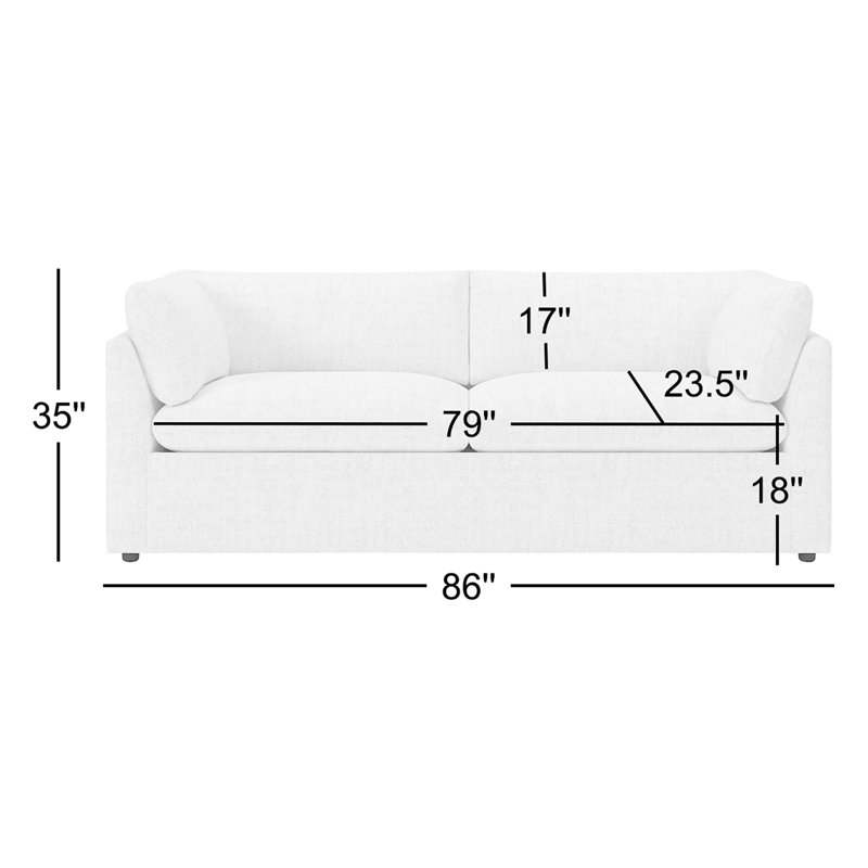Canapé rembourré 86 po Kallie, Valet café Tweed