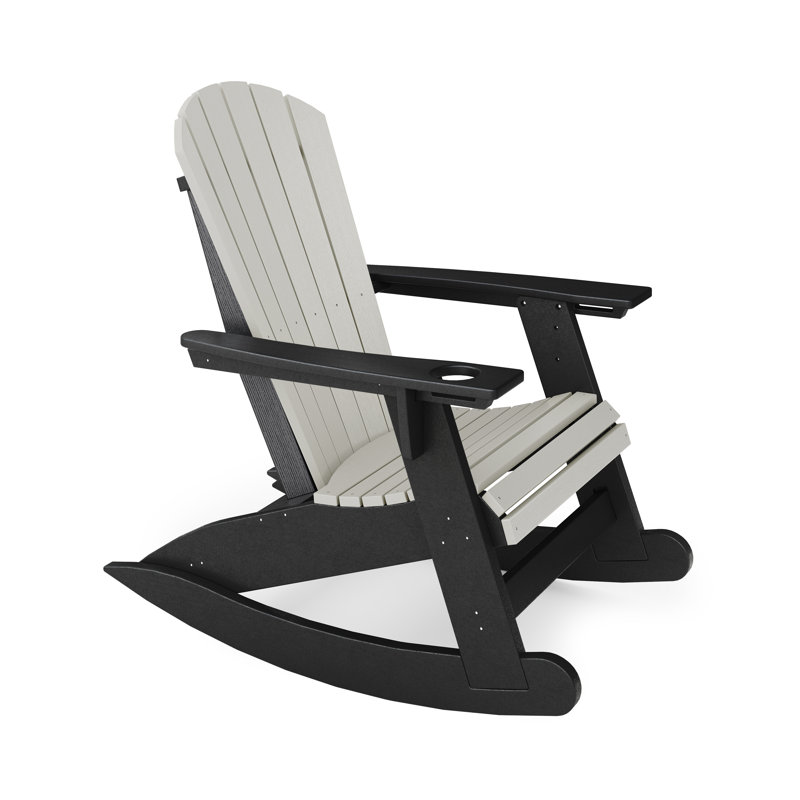 Chaise berçante Adirondack en PEHD Hosea, Noir / gris héron