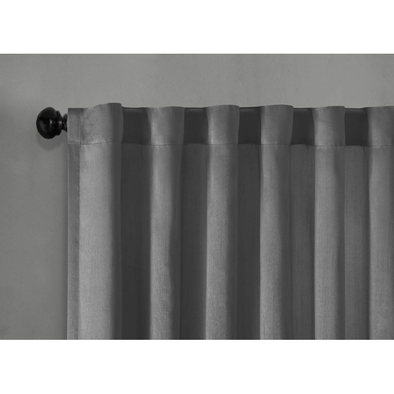 Panneau de rideau simple à motif de branche brodée avec passe-tringle Andora, Bleu marine, l 50 po x L 84 po