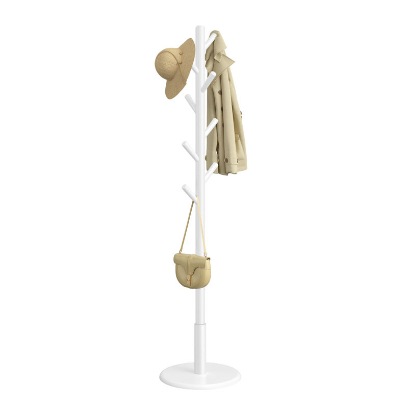 Rubber Freestanding 8 - Hook Coat Rack, White