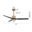 52 In. 3 Solid Wood Blades Indoor Ceiling Fan With Led Light-1040595658