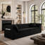 Canapé modulaire droit 2 pièces, canapé rembourré moderne avec accoudoirs rembourrés courbés et poche de rangement latérale dans la poche latérale pour le salon - noir-2081783950