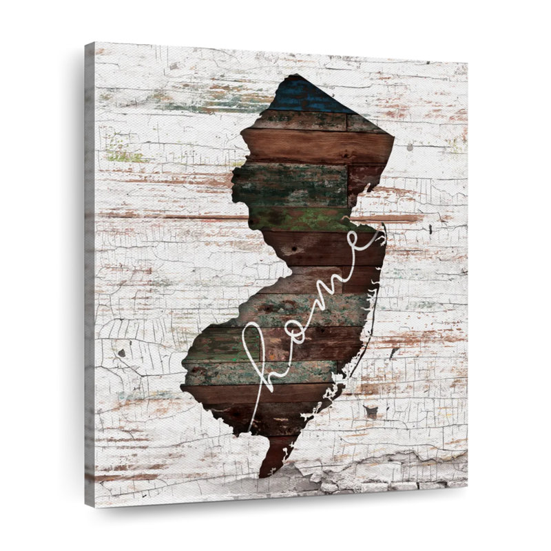 New Jersey Home Map sur impression sur toile, H 25 po x l 20 po x P 1,25 po
