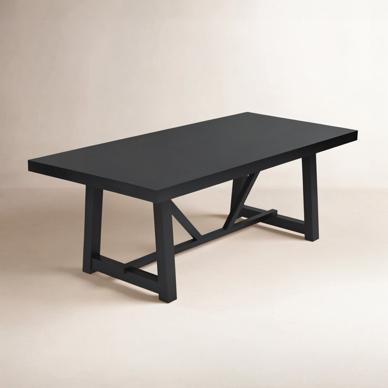 Granita Trestle Base Rectangular Dining Table, Black