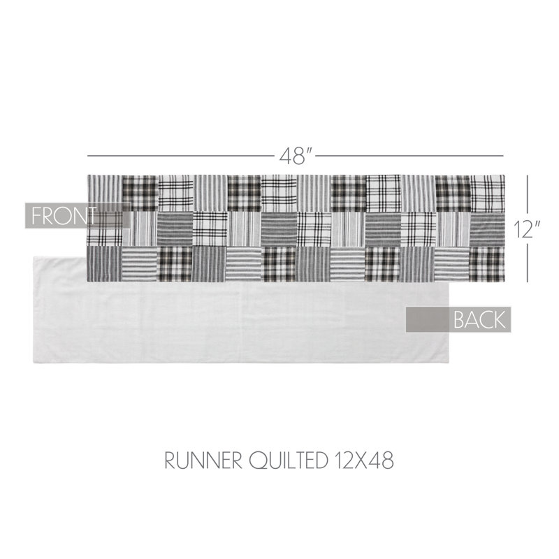 Sawyer Mill Black Runner Quilted 12x36, 48" x 12"
