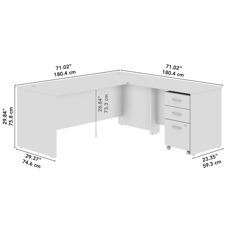 Bureau d'appoint Series C, H 29,84 po x l 71,02 po x P 71,02 po
