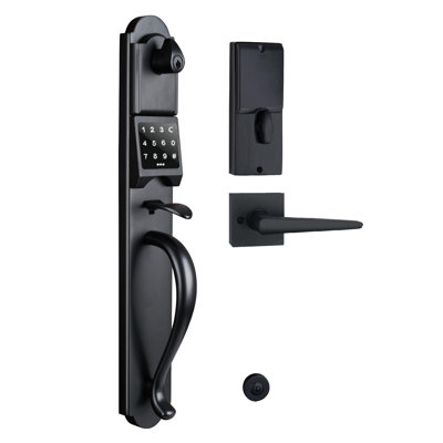 Pêne dormant à clavier (à clé) pour porte d'entrée simple, fini noir mat et robuste