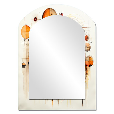 «The Way To Grace», aquarelle or rose II rétro - miroir unique de forme irrégulière géométrique, grand miroir mural asymétrique doré, impression d'art en métal