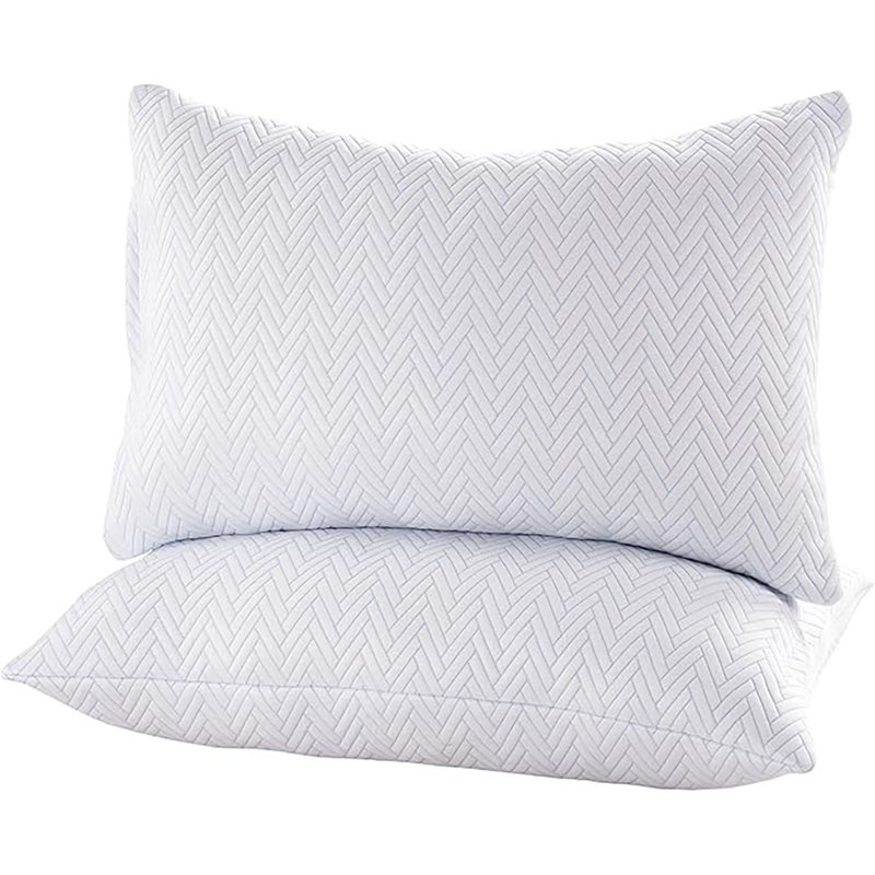 2 Pack Down Alternative Plush Fiber Fill Cooling Sleeping Pillow, Queen 