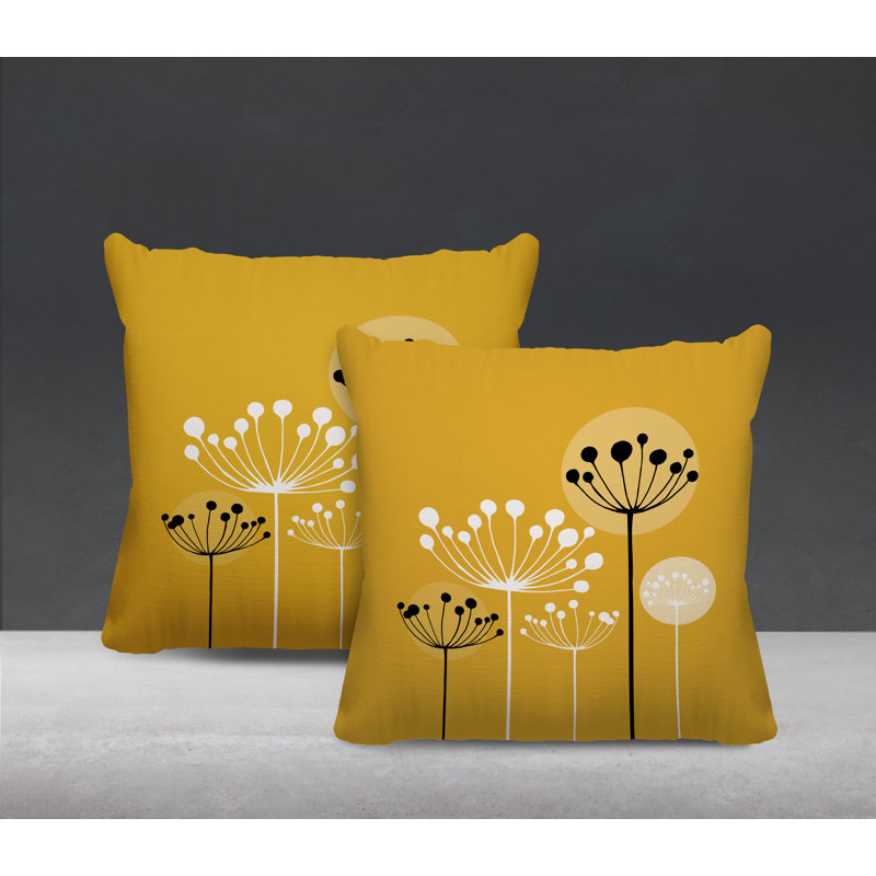 Housse et insert de coussin décoratif intérieur / extérieur en mélange de polyester, L 19 po x H 19 po, Jaune