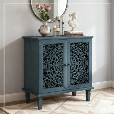 2-Door Display Storage Sideboard,Adjustable Shelf and Solid Wood Legs