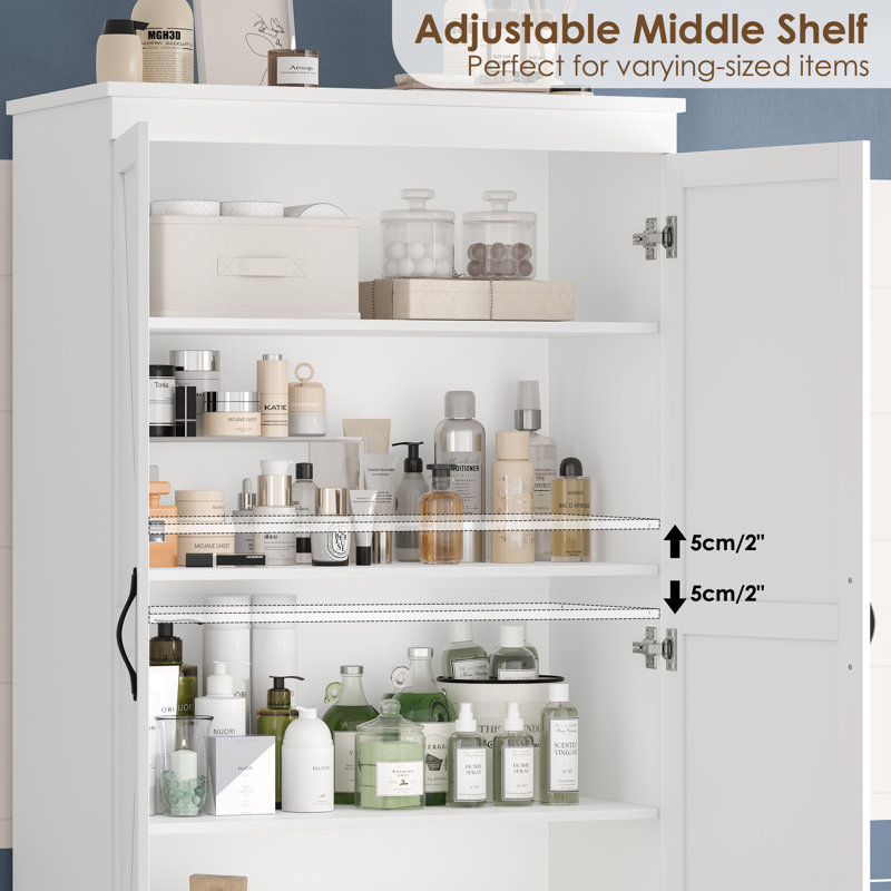 70.3" H Freestanding Bathroom Cabinet With 2 Drawers, White
