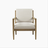 Ivory Polyester Armchair with 4 Legs
