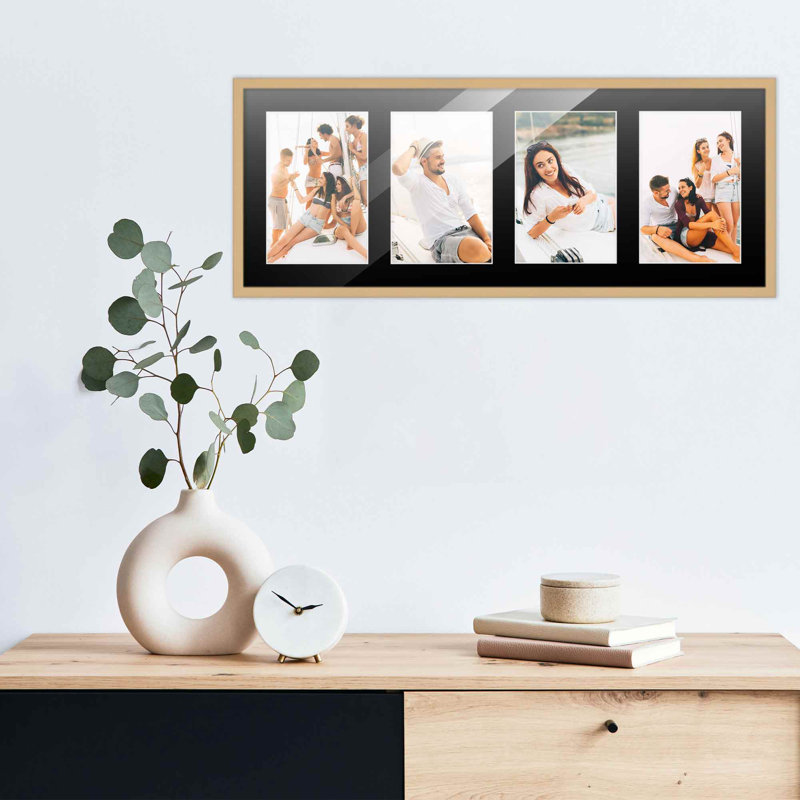 Cadre en bois, 4 po x 6 po, 7,5 po x 19 po, Naturel / noir