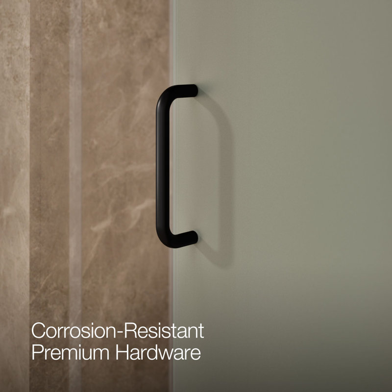 Elate Sliding Shower Door, 70-1/2-In H X 44-1/4 - 47-5/8-In W, With 1/4-In Thick Frosted Glass, Black/Frosted