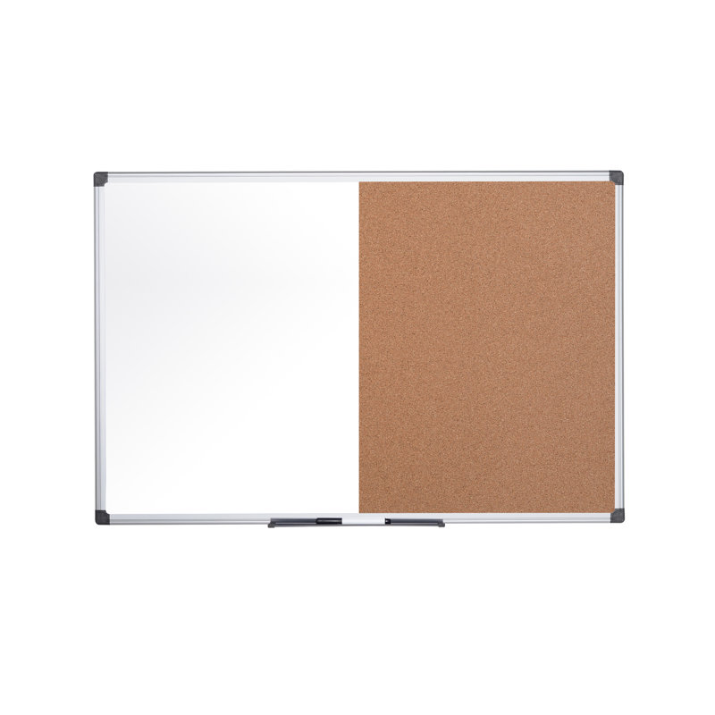 Bi-Office Maya cork/melamine board, 150cm H x 120cm W x 1.8cm D, White