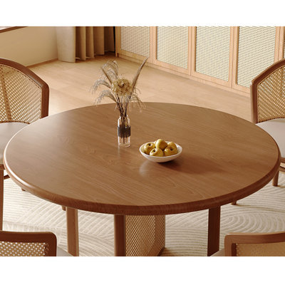 Japanese solid wood round dining table set