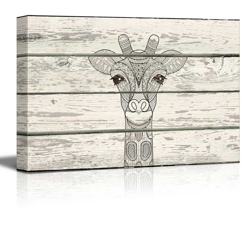 Animaux, girafe, œuvre d'art, maison rustique, H 12 po x l 18 po