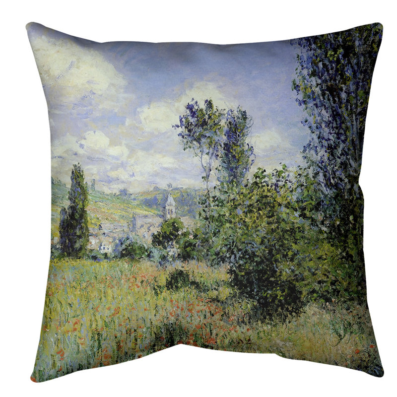 Claude Monet Floral Reversible Throw Pillow, 20" x 20", UV Protected