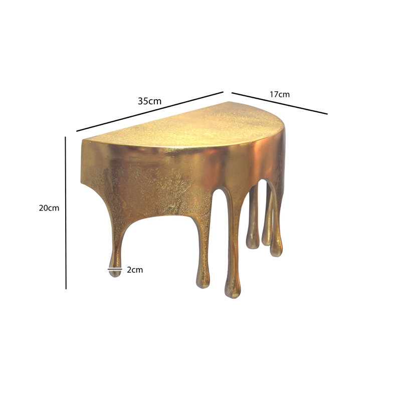 Gold Aluminium Wall Shelf with Drip Design, 20cm H x 35cm L x 17cm D, Gold