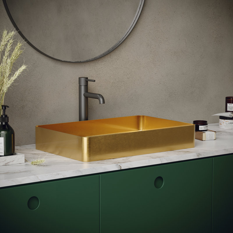 Karran Cinox 15.75'' Stainless Steel Rectangular Bathroom Sink, Gold
