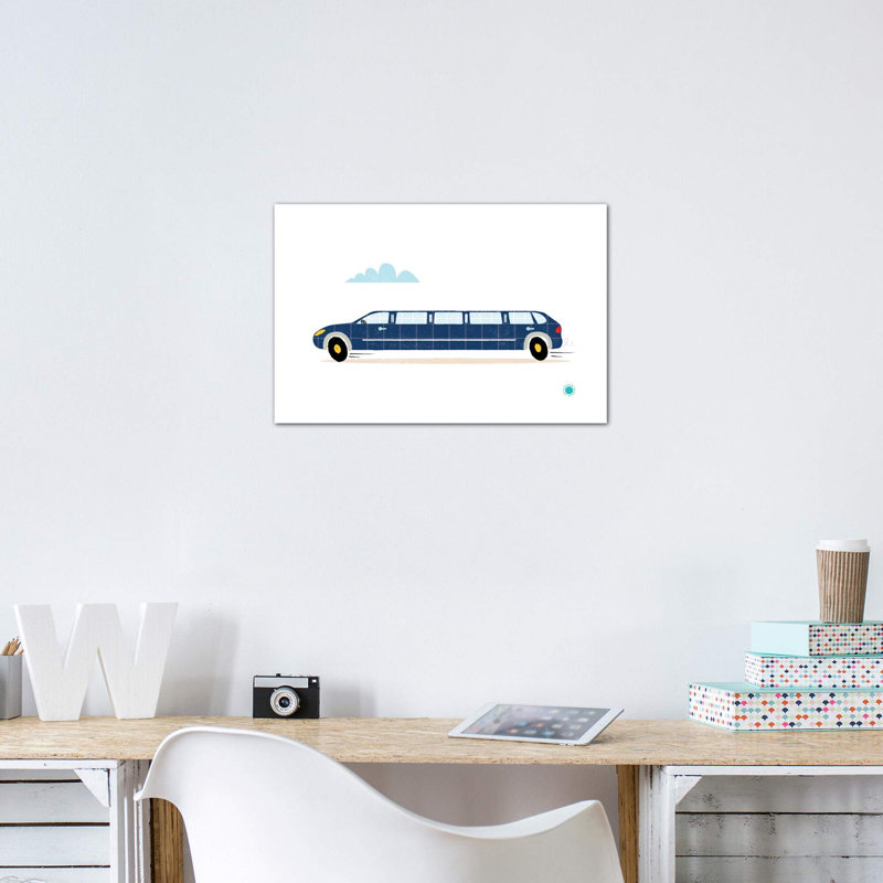 Limo - impression d'art graphique, Toile tendue, H 12 po x l 18 po x 1,5 po, Pas de tapis
